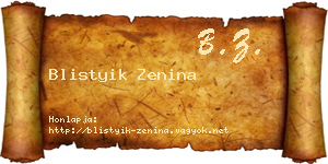 Blistyik Zenina névjegykártya